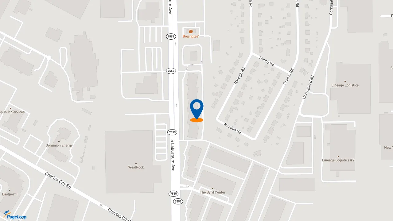 https://pageleap.com map showing location of Bojangles in Richmond.