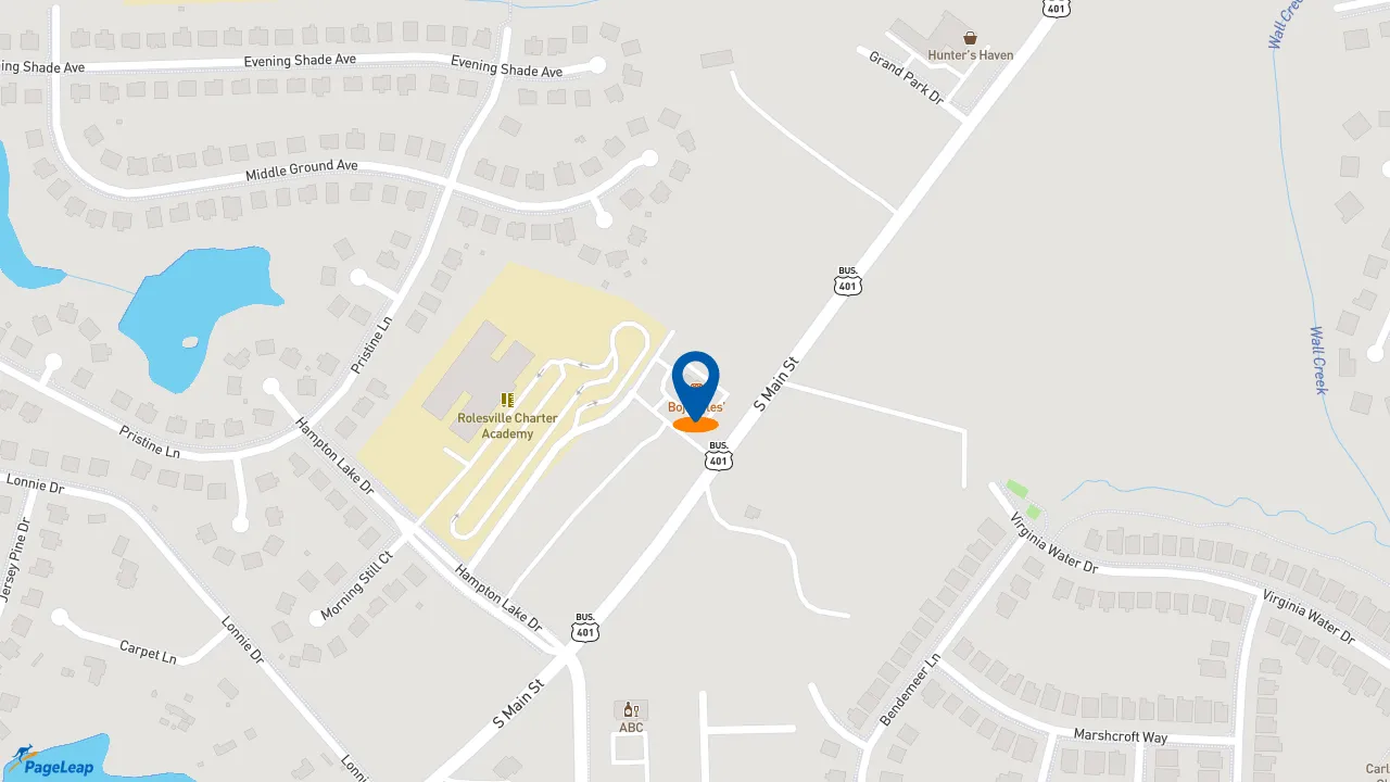 https://pageleap.com map showing location of Bojangles in Rolesville.