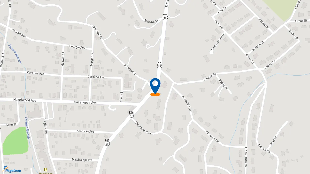 https://pageleap.com map showing location of Bojangles in Waynesville.