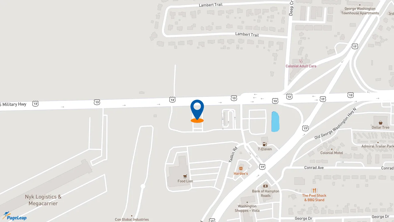 https://pageleap.com map showing location of Bojangles in Chesapeake.