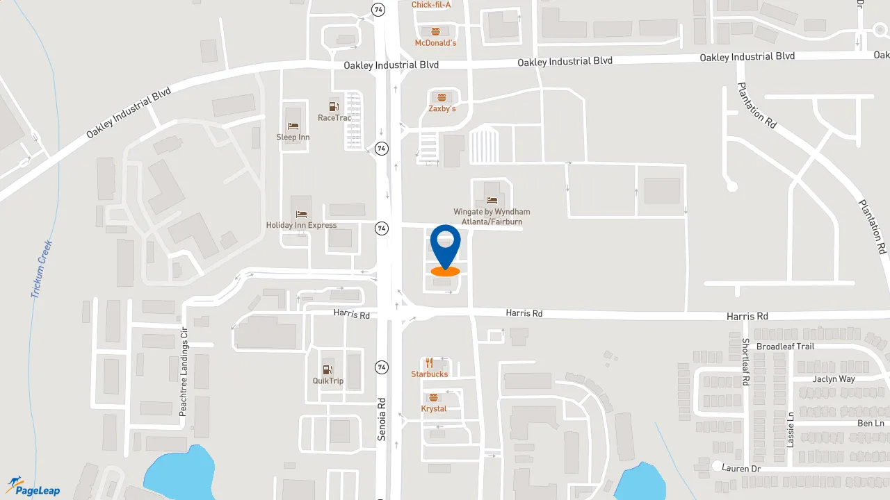 https://pageleap.com map showing location of Bojangles in Fairburn.