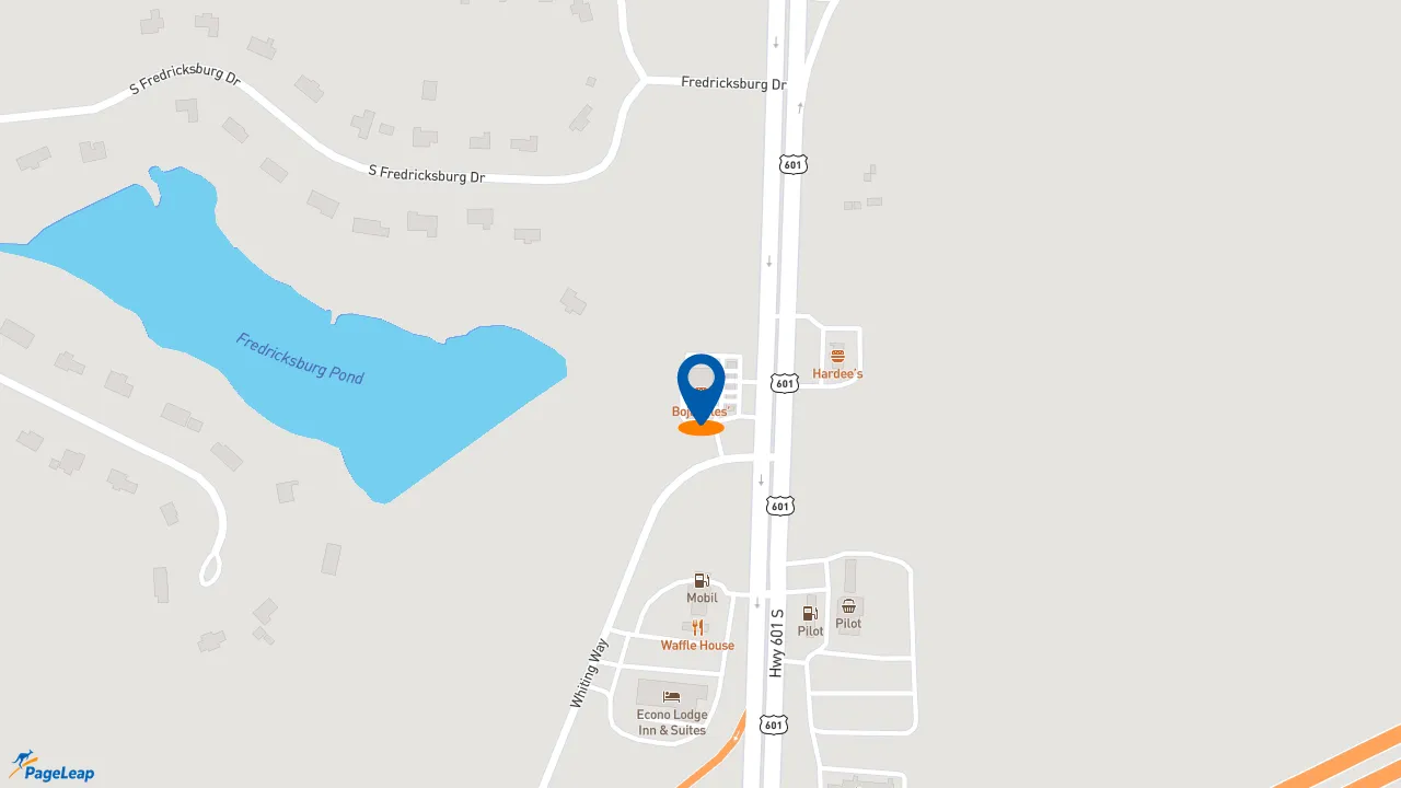 https://pageleap.com map showing location of Bojangles in Lugoff.
