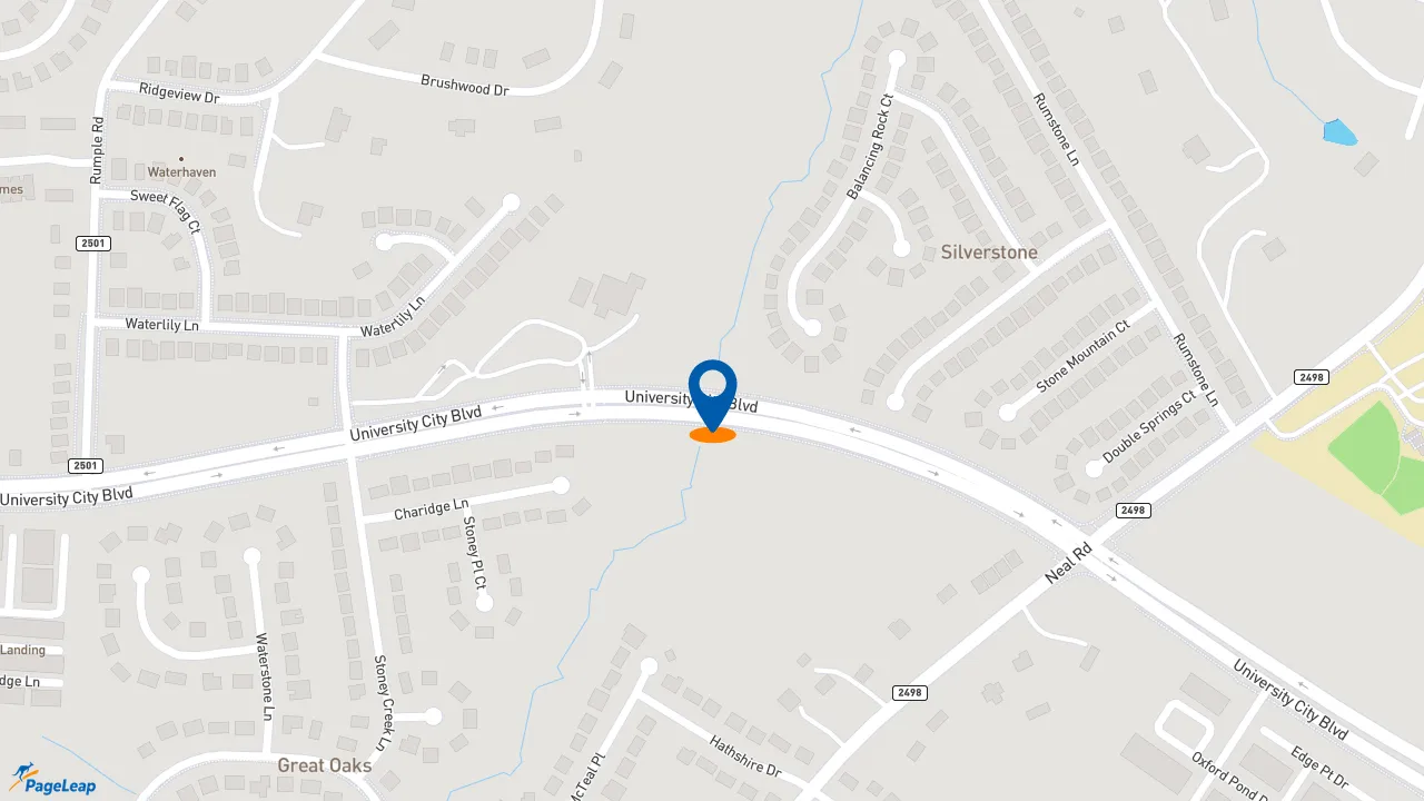 https://pageleap.com map showing location of Bojangles in Charlotte.