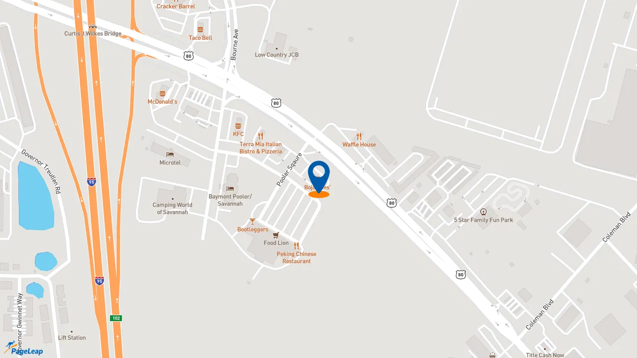 https://pageleap.com map showing location of Bojangles in Pooler.