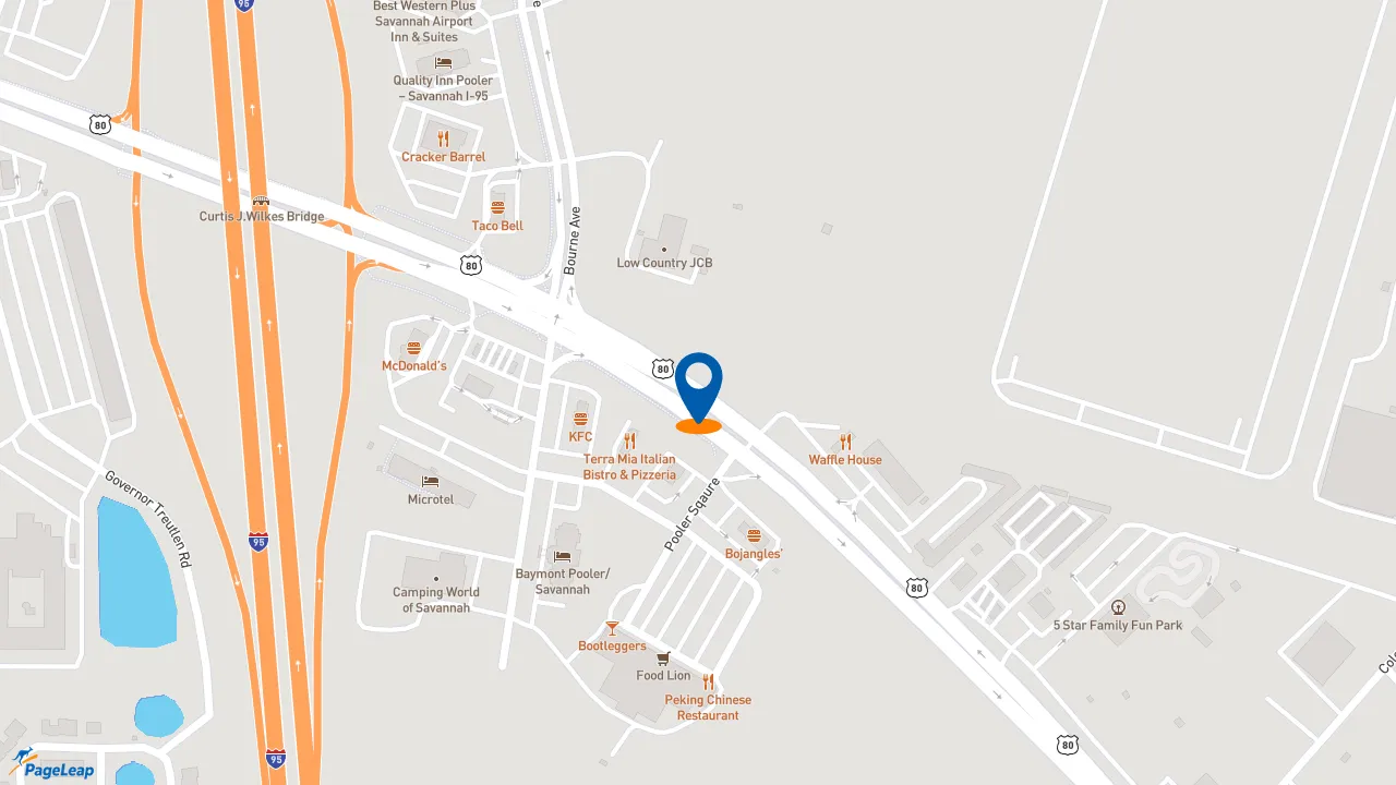 https://pageleap.com map showing location of Bojangles in Pooler.