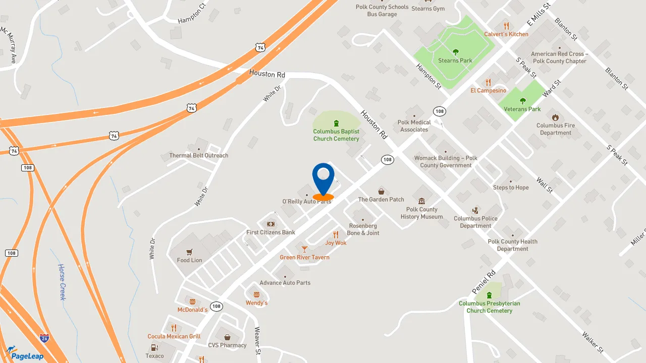https://pageleap.com map showing location of Bojangles in Columbus.