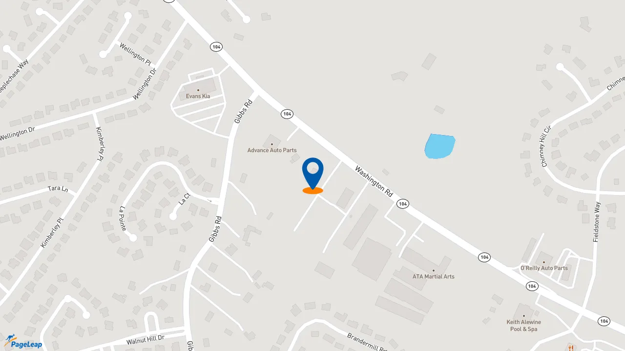PageLeap.com map showing location of Bojangles in Evans.