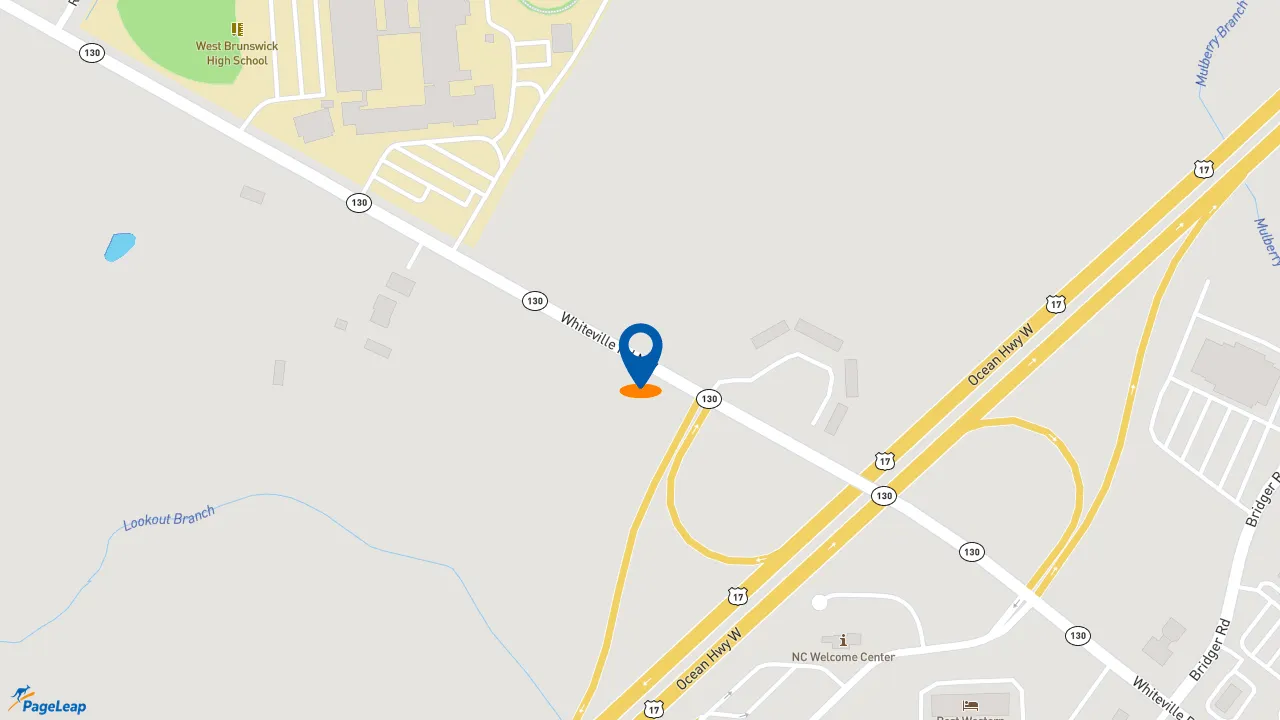 https://pageleap.com map showing location of Bojangles in Shallotte.