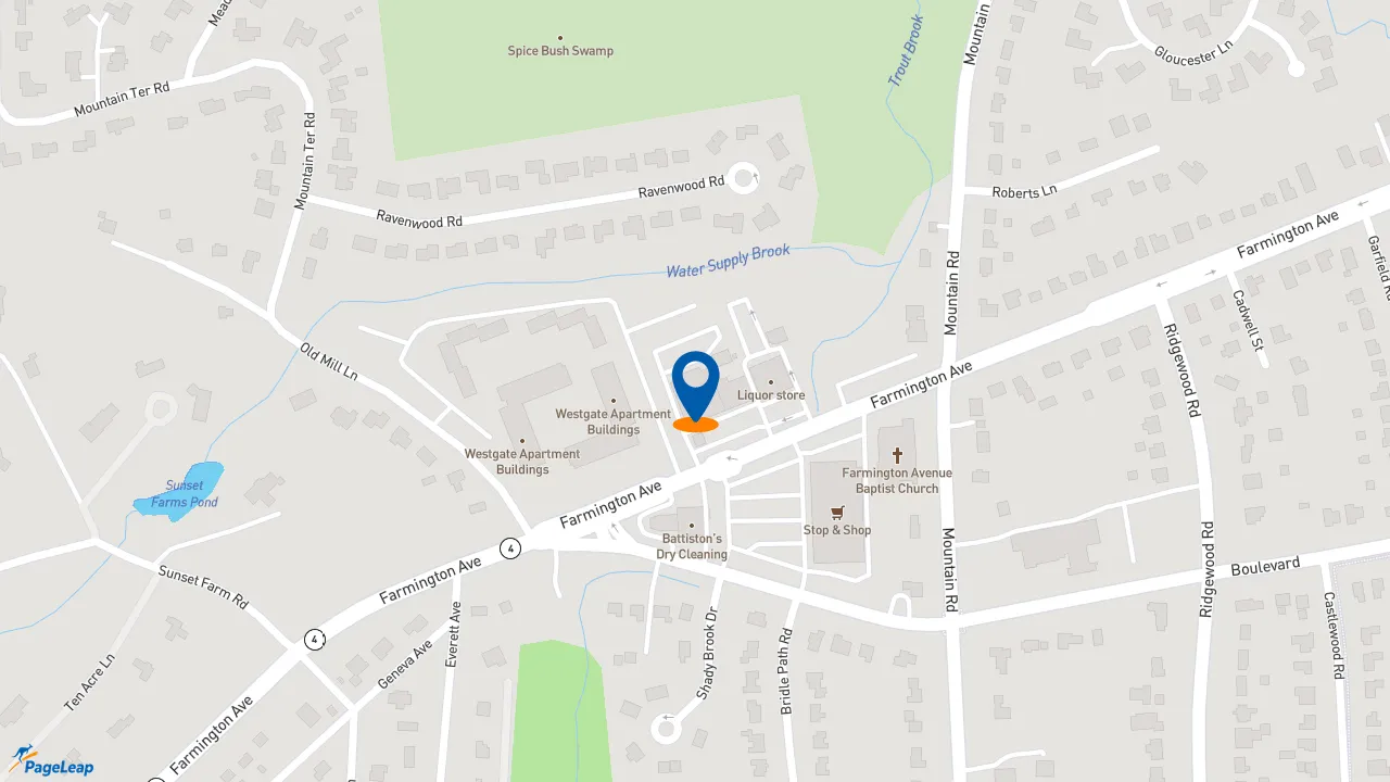 https://pageleap.com map showing location of Boston Market in West Hartford.