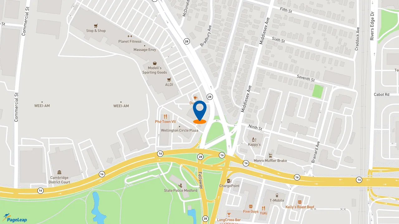 https://pageleap.com map showing location of Boston Market in Medford.