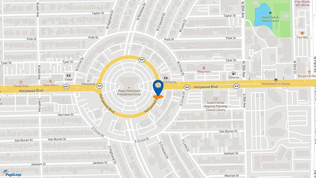 https://pageleap.com map showing location of Boston Market in Hollywood.