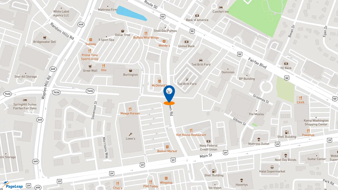 https://pageleap.com map showing location of Boston Market in Fairfax.