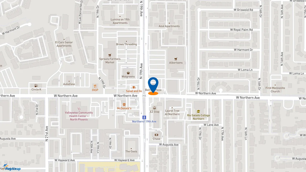 https://pageleap.com map showing location of Boston Market in Phoenix.