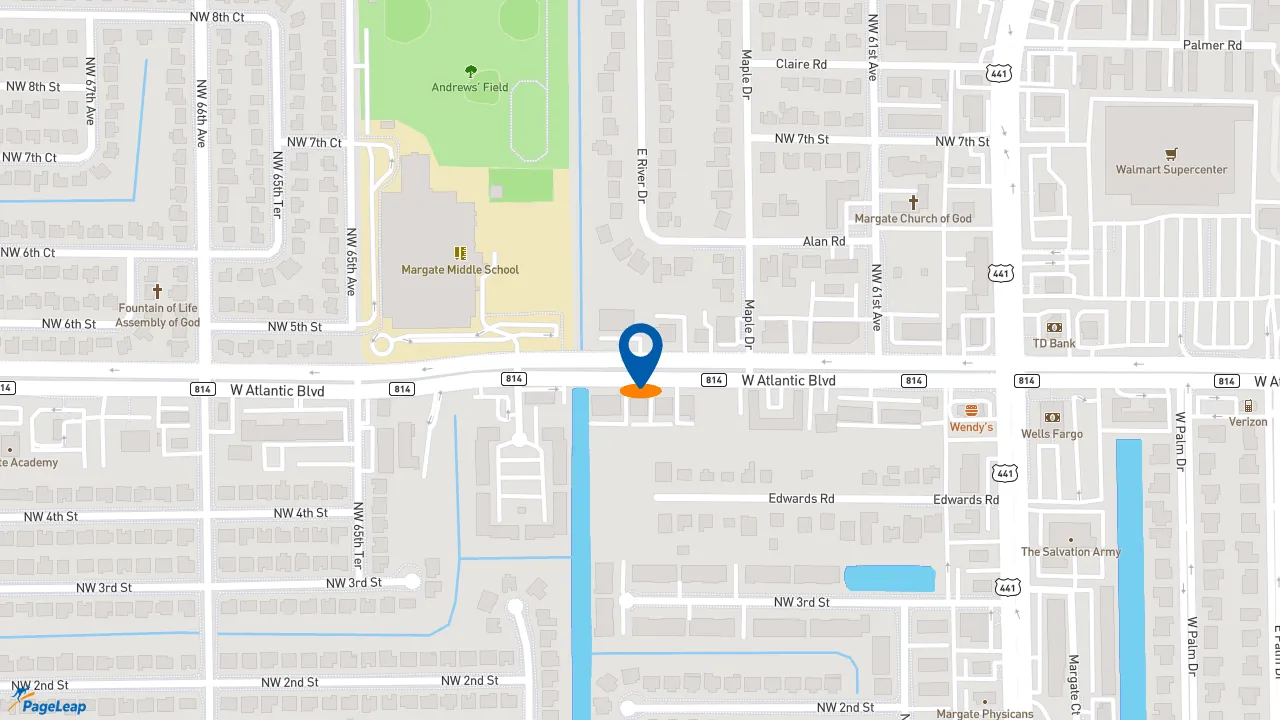 https://pageleap.com map showing location of Boston Market in Margate.