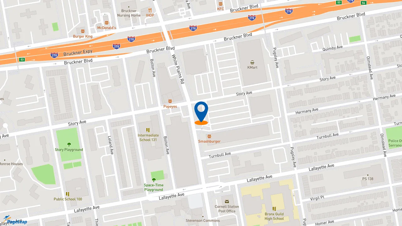 PageLeap.com map showing location of Boston Market in City Of New York.