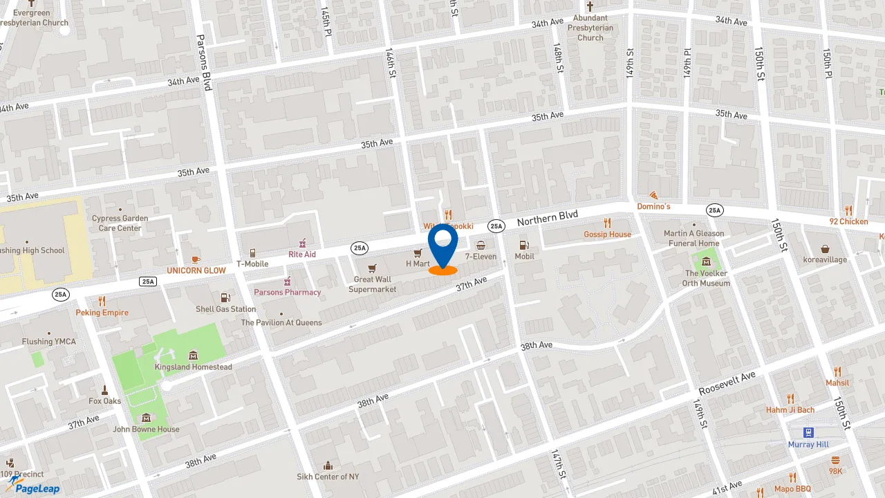 https://pageleap.com map showing location of Burger King in Flushing.