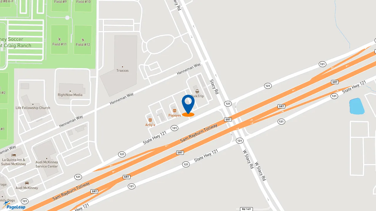 https://pageleap.com map showing location of Burger King in Mckinney.