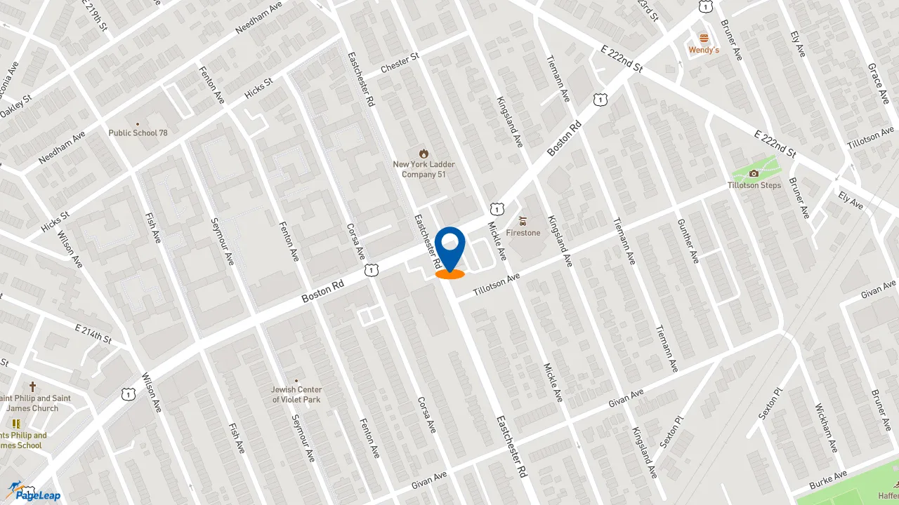 https://pageleap.com map showing location of Burger King in Bronx.