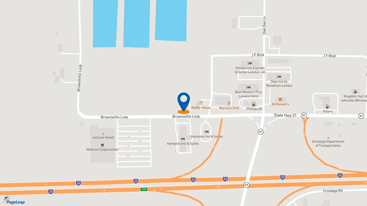https://pageleap.com map showing location of Burger King in Lonoke.