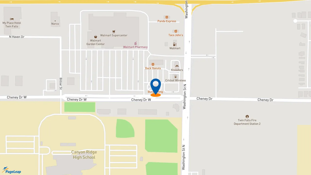 https://pageleap.com map showing location of Burger King in Twin Falls.