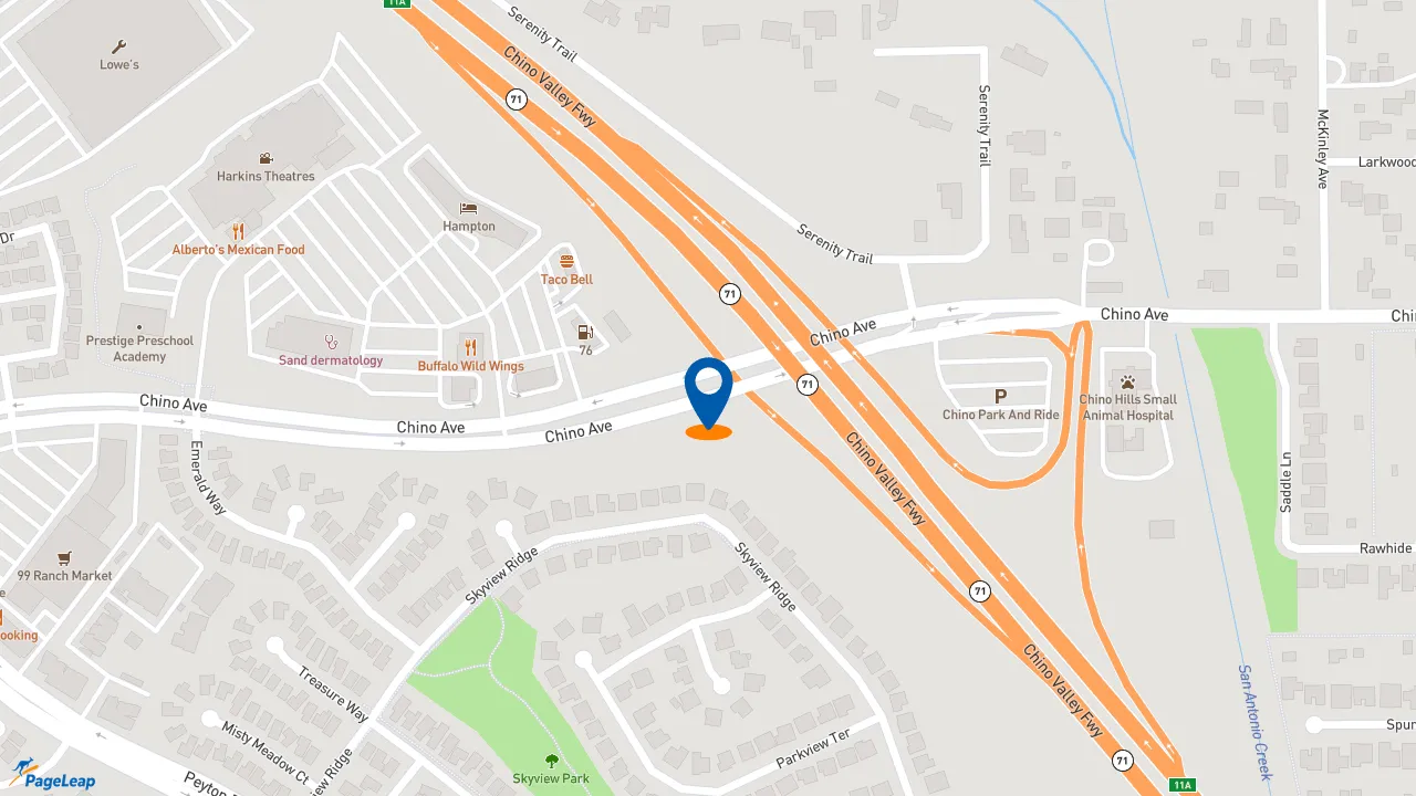 https://pageleap.com map showing location of Burger King in Chino Hills.