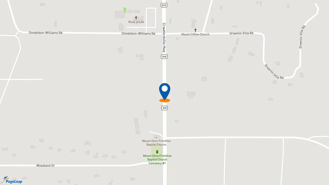 https://pageleap.com map showing location of Burger King in Crawfordville.