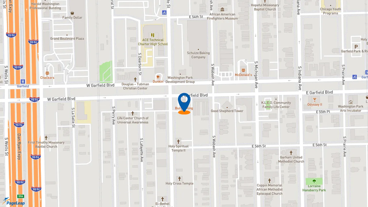 https://pageleap.com map showing location of Burger King in Chicago.