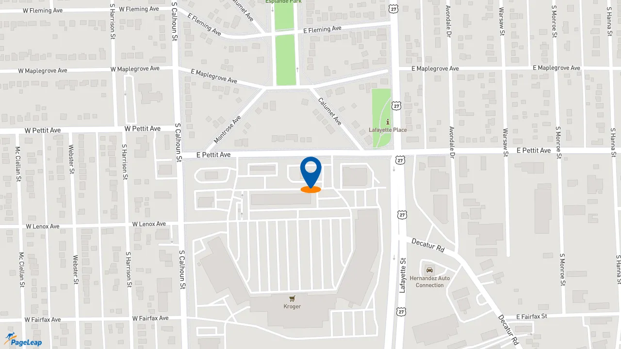 https://pageleap.com map showing location of Burger King in Fort Wayne.