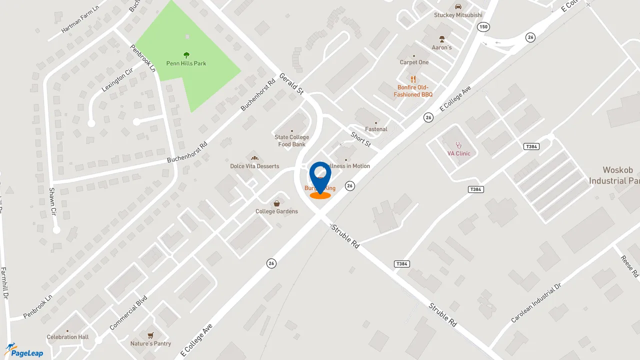 https://pageleap.com map showing location of Burger King in State College.