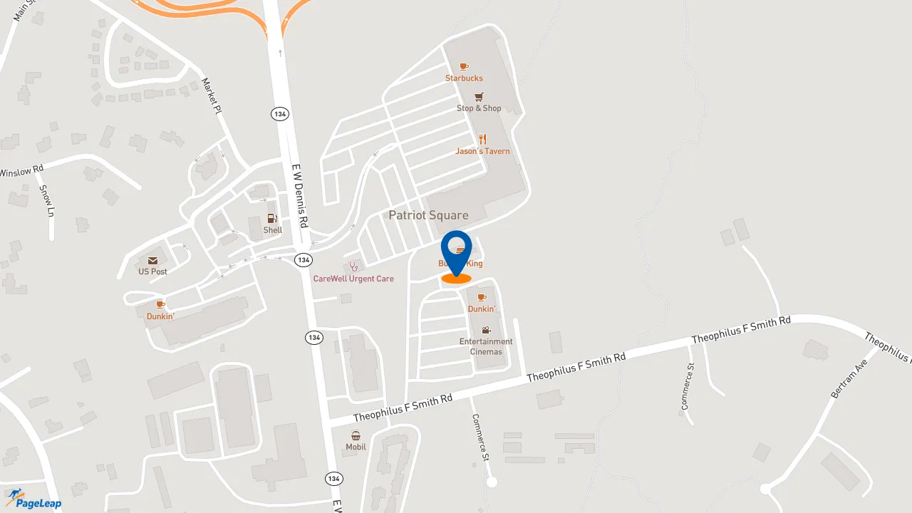 https://pageleap.com map showing location of Burger King in South Dennis.