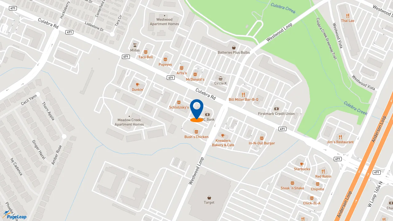 https://pageleap.com map showing location of Burger King in San Antonio.