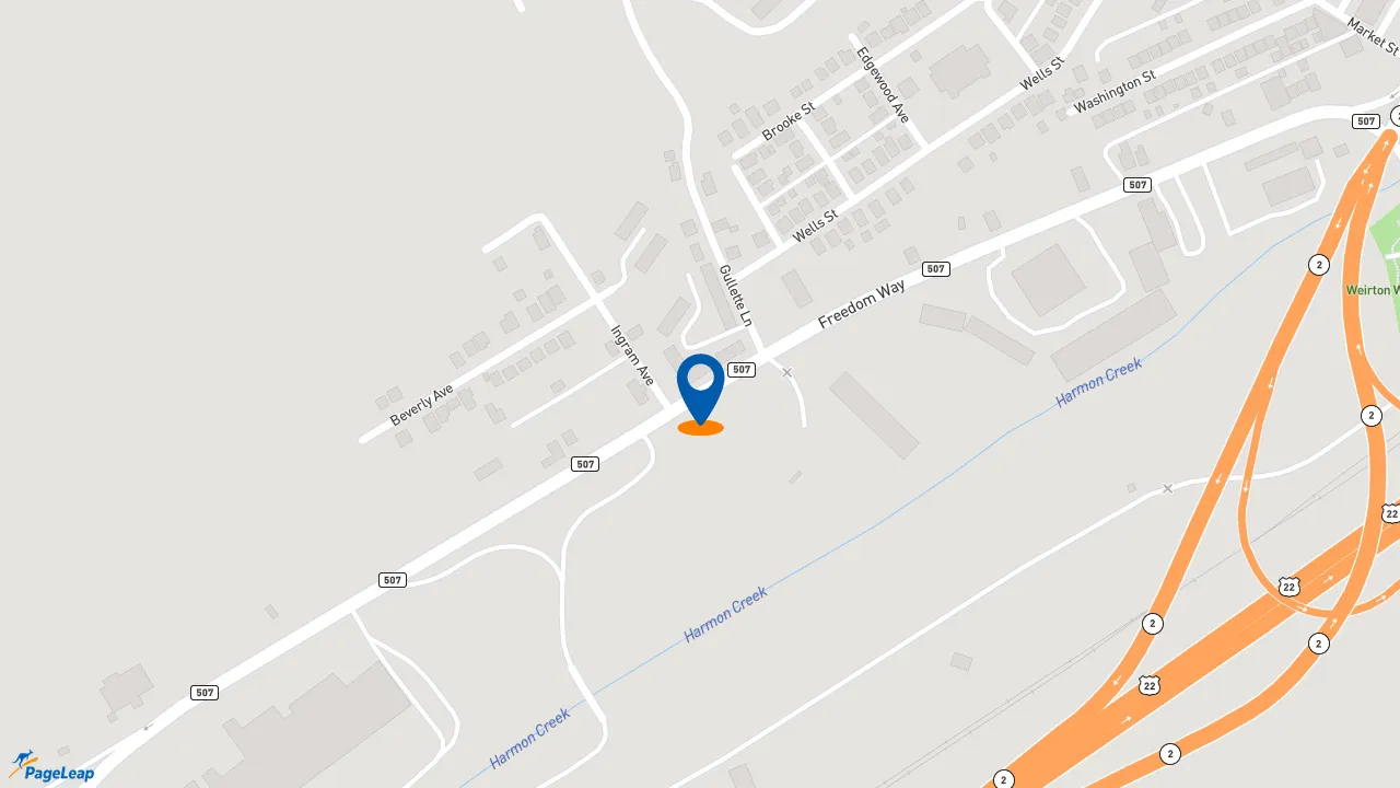https://pageleap.com map showing location of Burger King in Weirton.