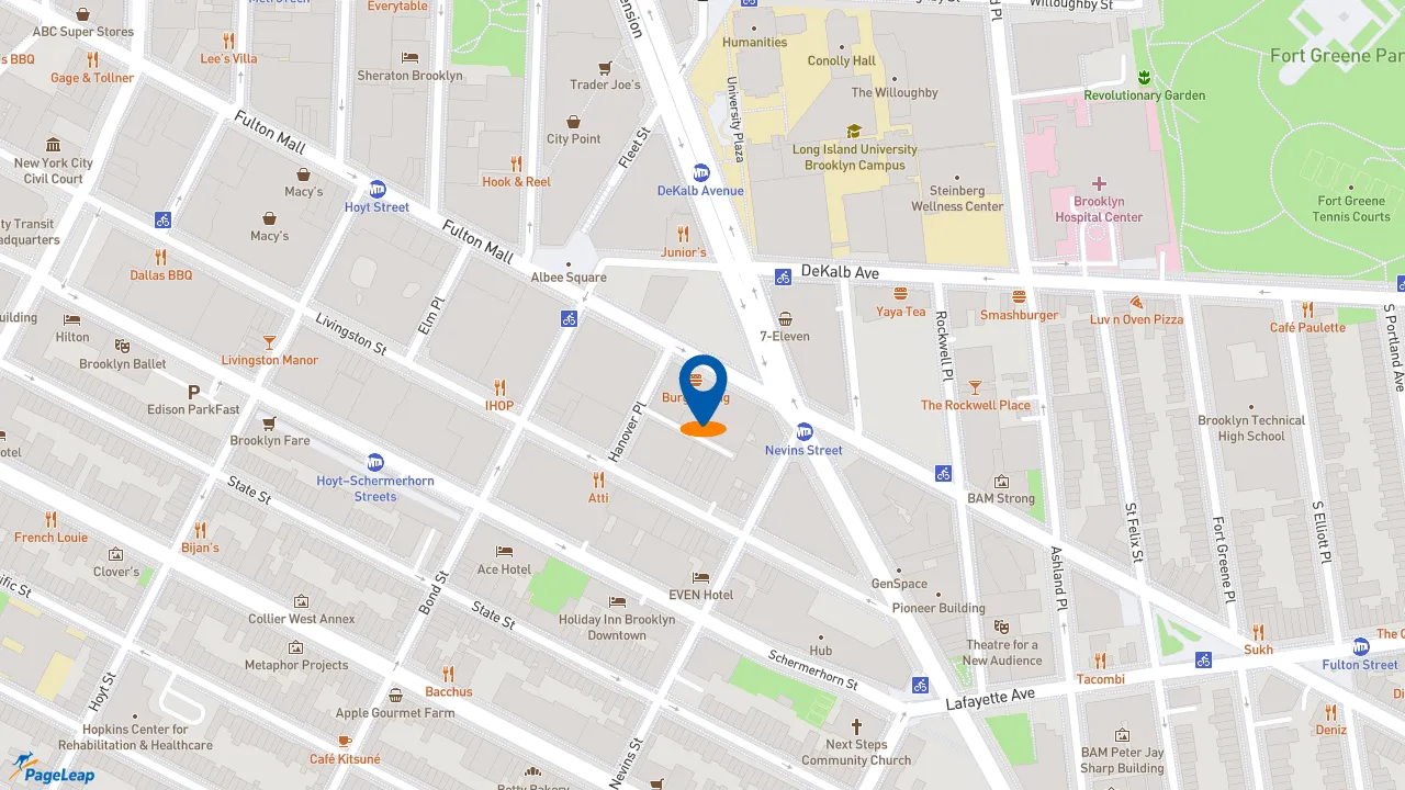 https://pageleap.com map showing location of Burger King in Brooklyn.
