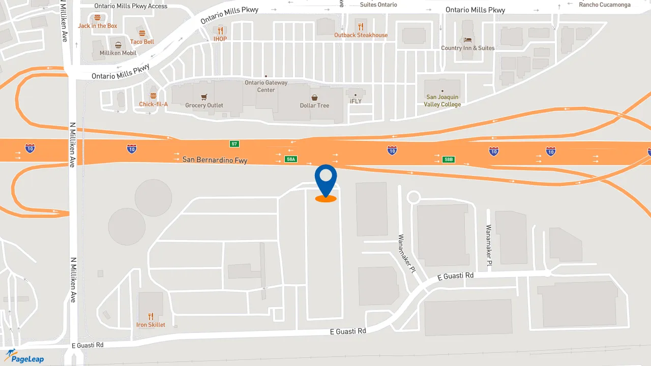 https://pageleap.com map showing location of Burger King in Ontario.