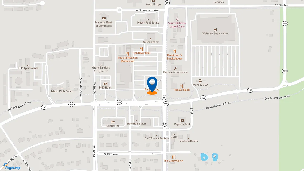 https://pageleap.com map showing location of Burger King in Gulf Shores.