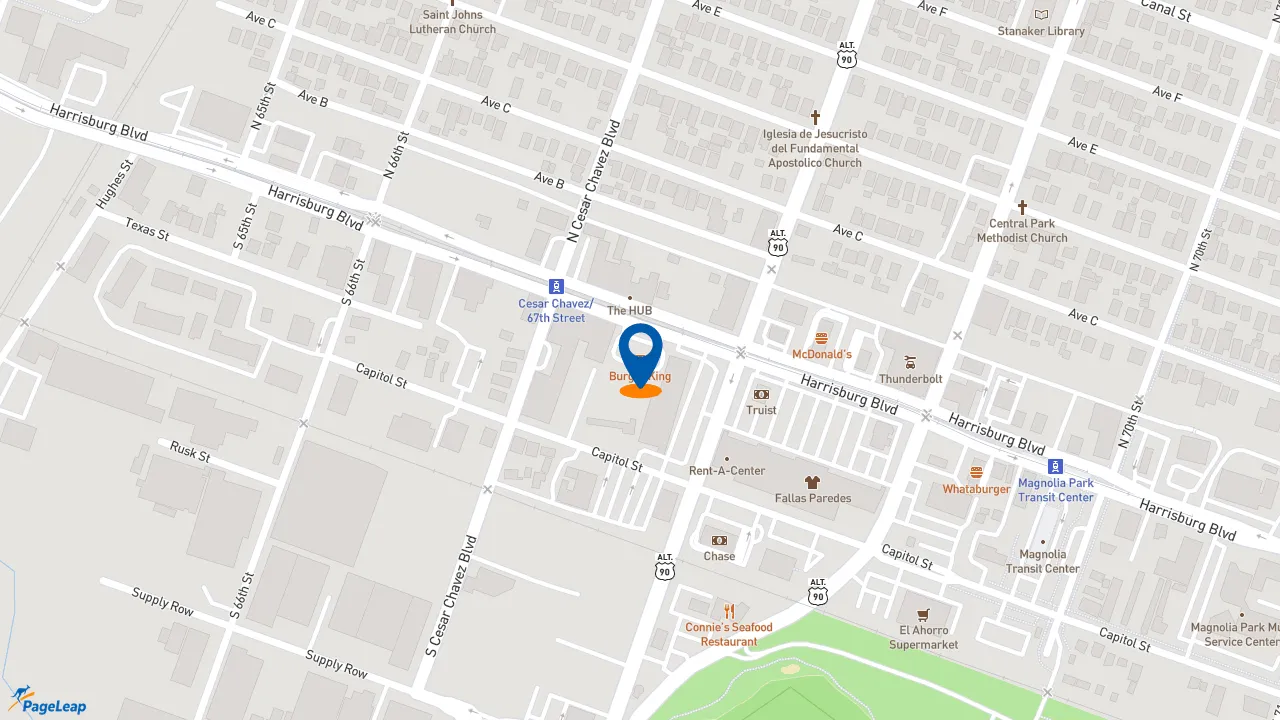 https://pageleap.com map showing location of Burger King in Houston.
