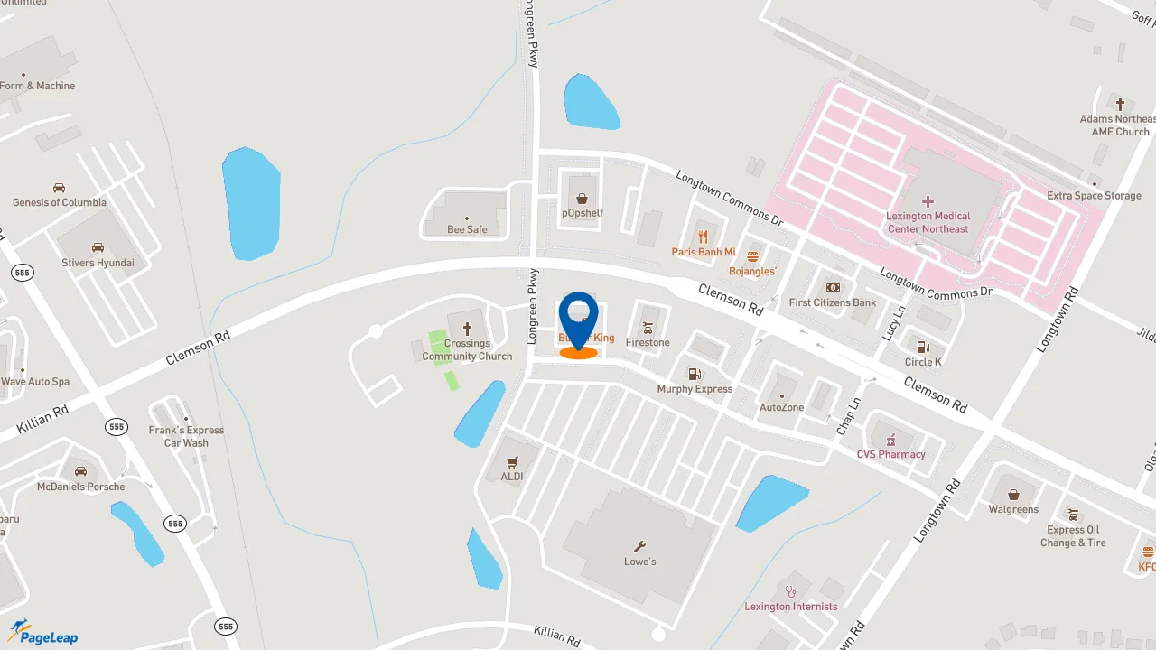 https://pageleap.com map showing location of Burger King in Columbia.