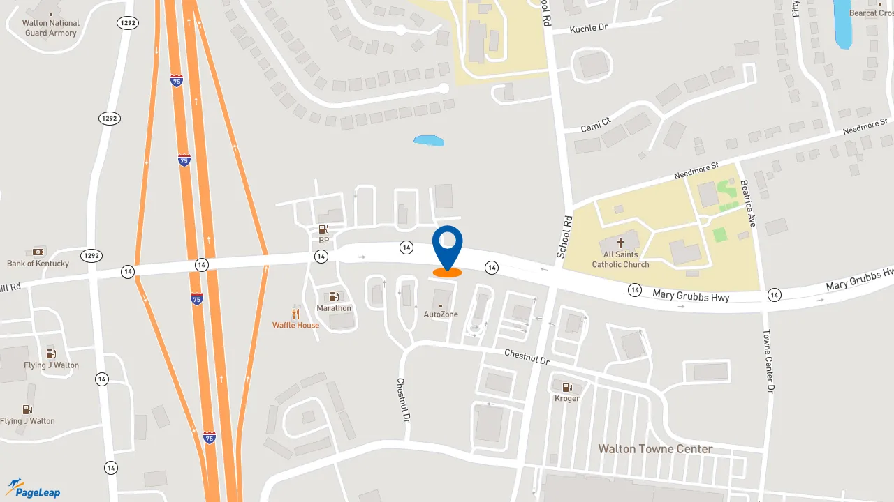 https://pageleap.com map showing location of Burger King in Walton.