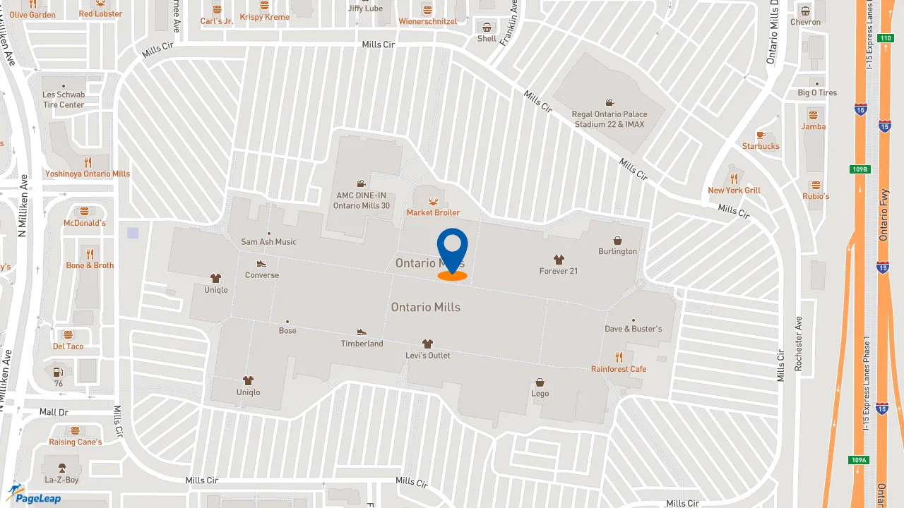 https://pageleap.com map showing location of Burger King in Ontario.
