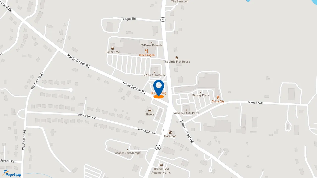 https://pageleap.com map showing location of Burger King in Thomasville.
