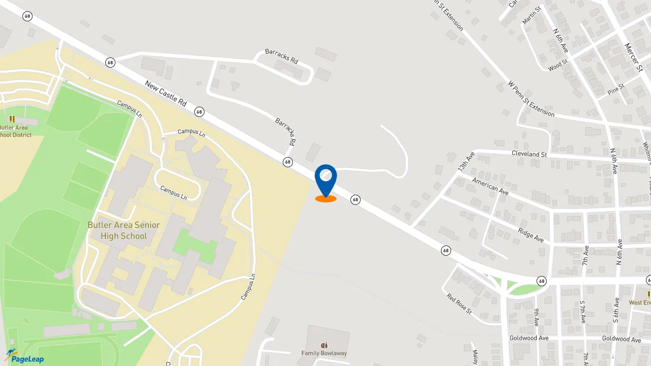 https://pageleap.com map showing location of Burger King in Butler.
