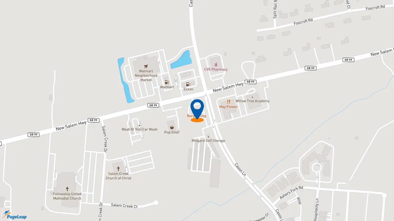 https://pageleap.com map showing location of Burger King in Murfreesboro.