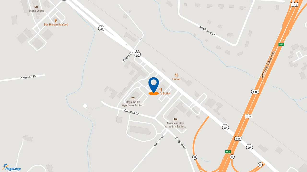 https://pageleap.com map showing location of Burger King in Sanford.