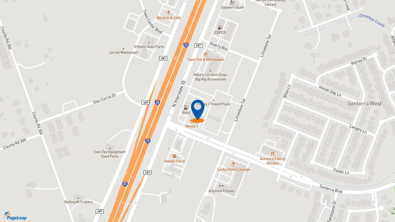 https://pageleap.com map showing location of Burger King in Jarrell.