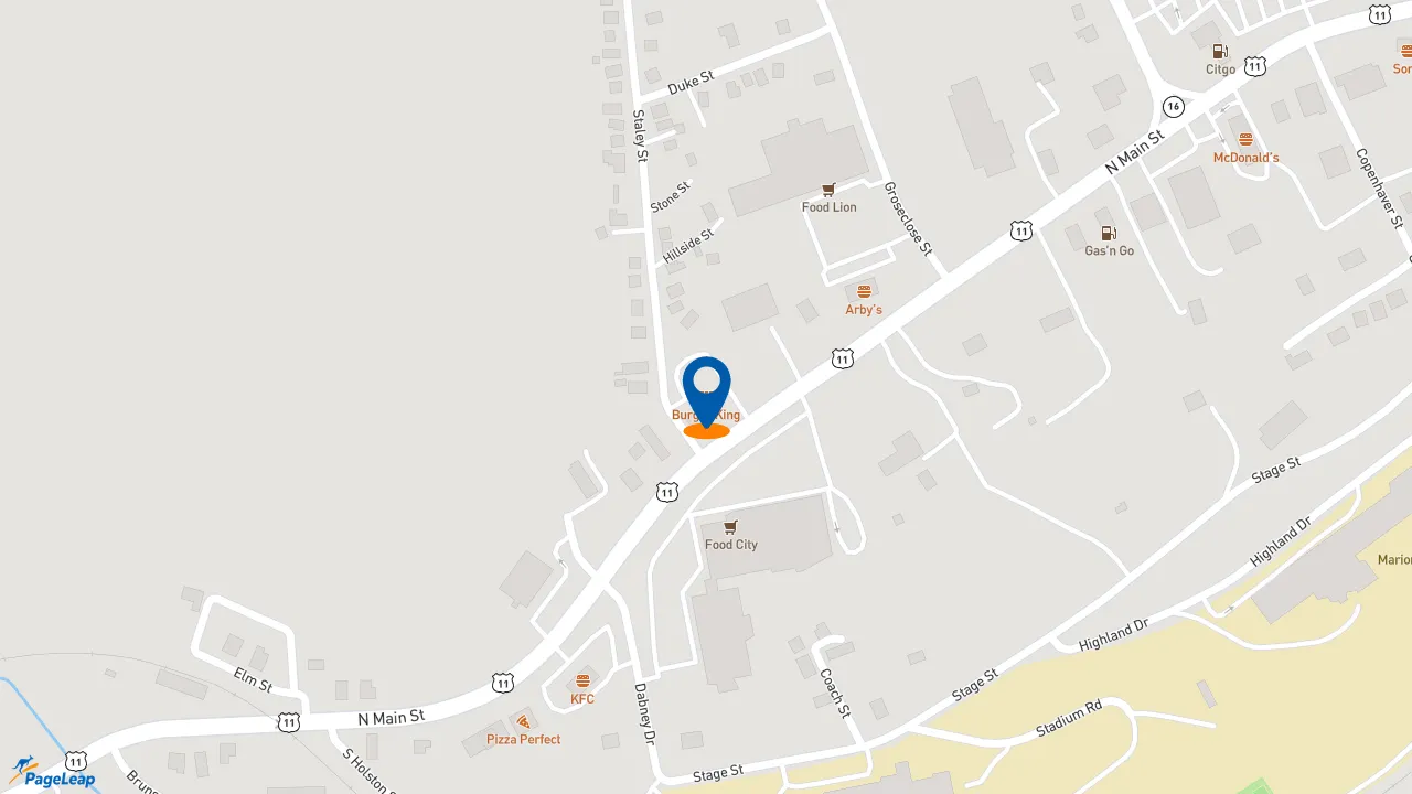 https://pageleap.com map showing location of Burger King in Marion.