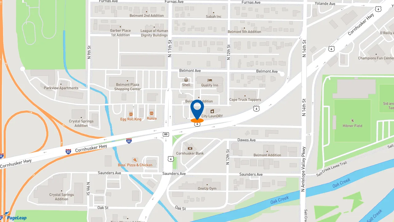 https://pageleap.com map showing location of Burger King in Lincoln.