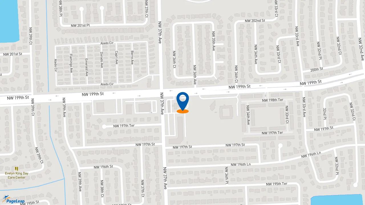 https://pageleap.com map showing location of Burger King in Miami Gardens.