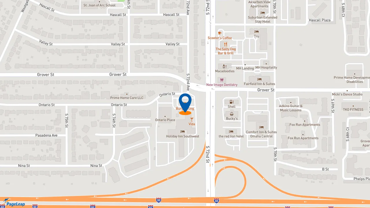 https://pageleap.com map showing location of Burger King in Omaha.