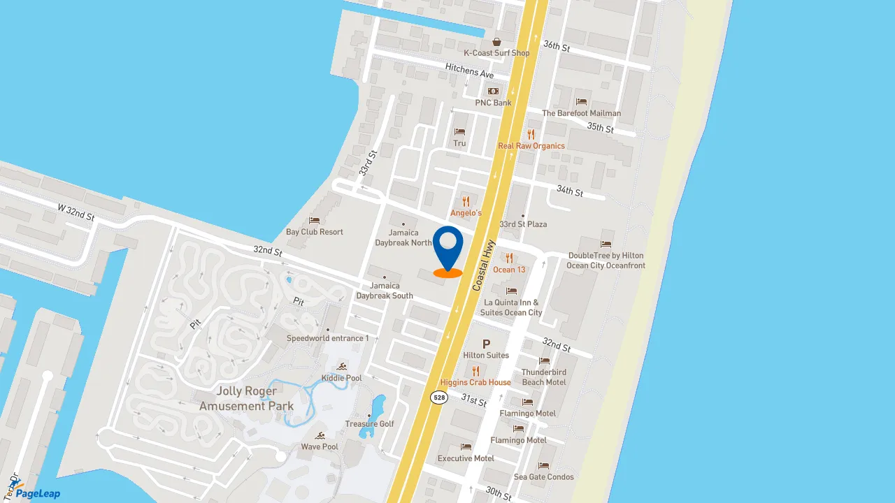 https://pageleap.com map showing location of Burger King in Ocean City.