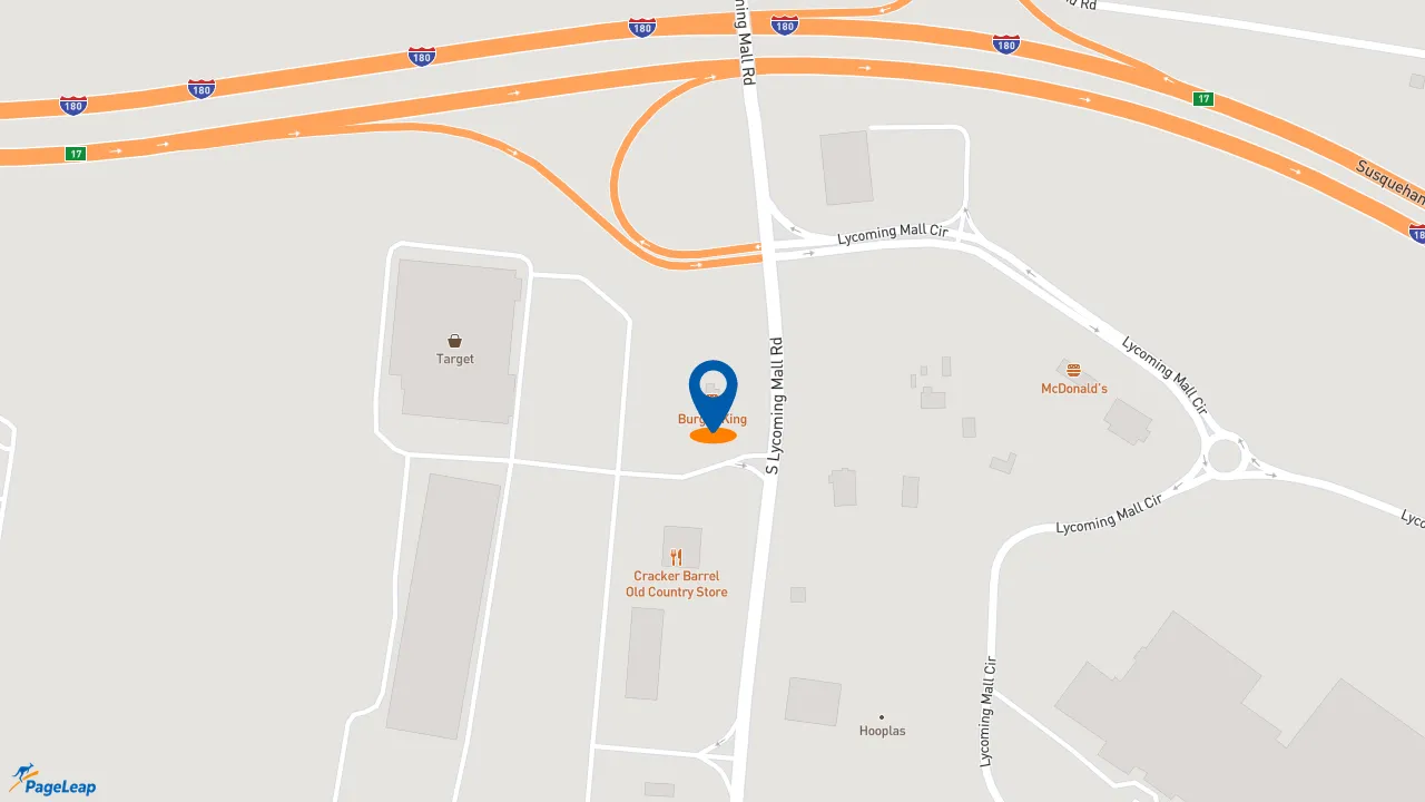 https://pageleap.com map showing location of Burger King in Muncy.